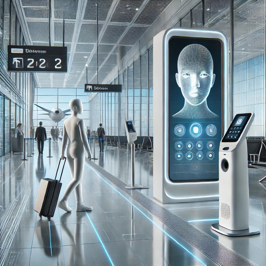 Facial recognition used in airport security for seamless passenger verification.