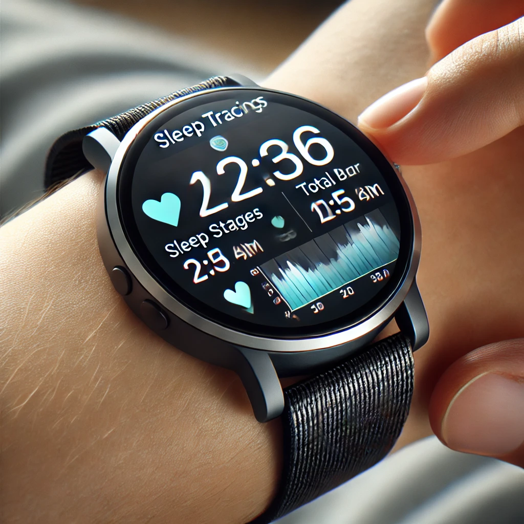tech: Smartwatch tracking sleep patterns.