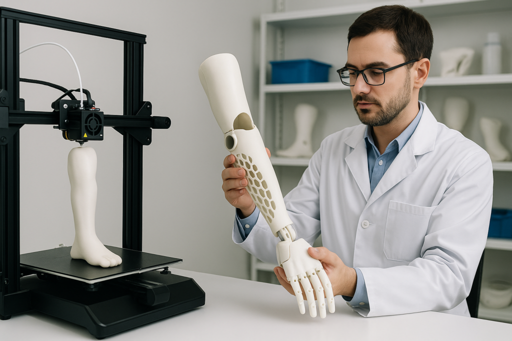 Process of 3D printing a prosthetic limb in a lab
